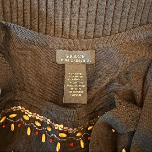 GRACE Knit dressing Beaded Dress - Picture 6 of 8